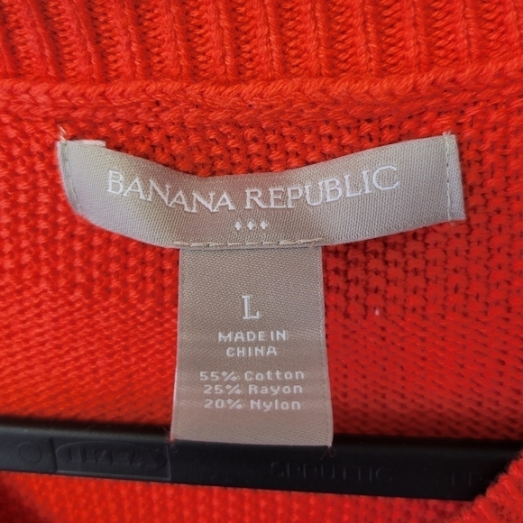 Banana Republic V-neck Knit Cardigan Red Orange L - Picture 3 of 4